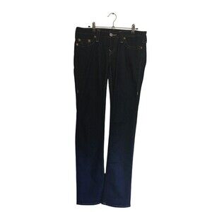 True Religion Jeans Women's Size 29 Dark Wash Blue Cotton Blend Straight Leg